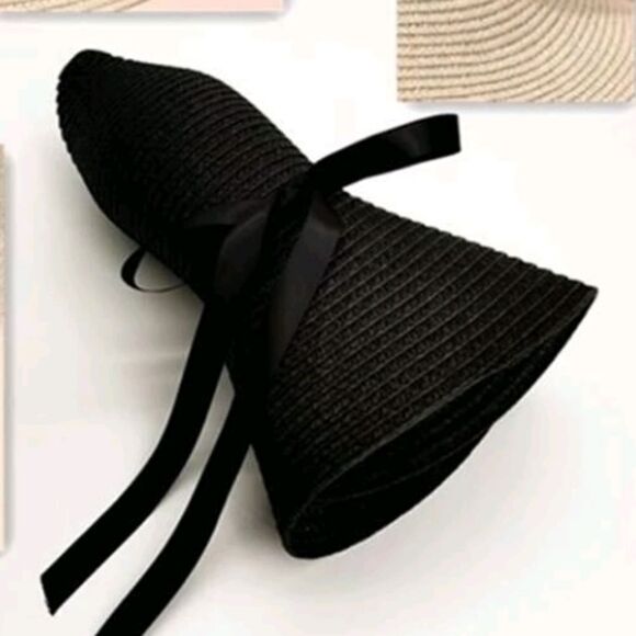 BOHO trendy black straw hat - Picture 4 of 6